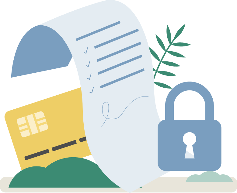 credit card with receipt and lock
